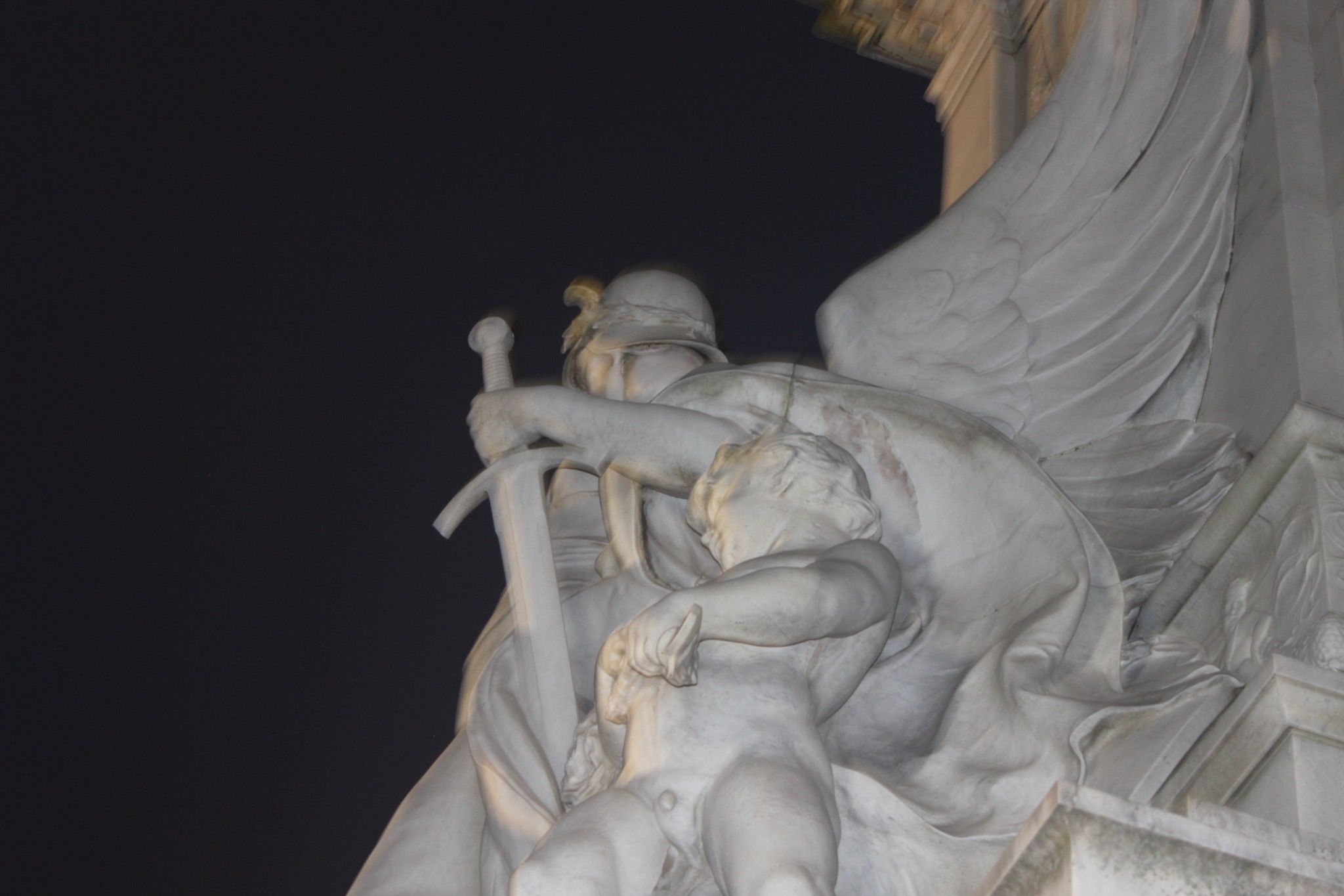 Marble statue with wings and sword